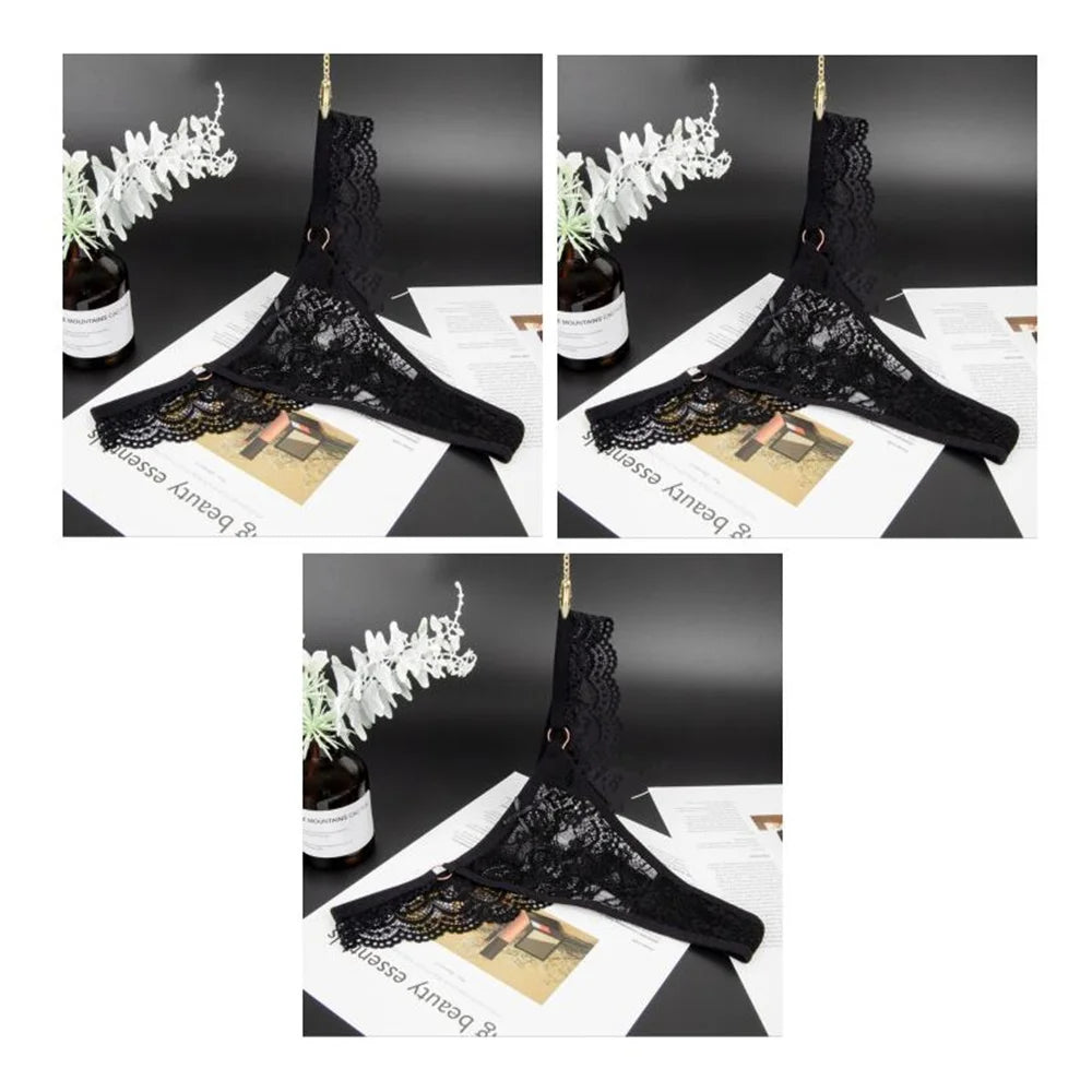 3 PCS/Set Women Micro G String Panties Sexy Lace Thong Low Rise Perspective Underwear Female Transparent Soft Lingerie