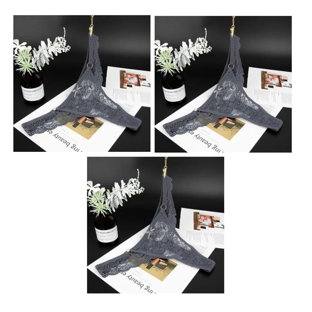 3 PCS/Set Women Micro G String Panties Sexy Lace Thong Low Rise Perspective Underwear Female Transparent Soft Lingerie