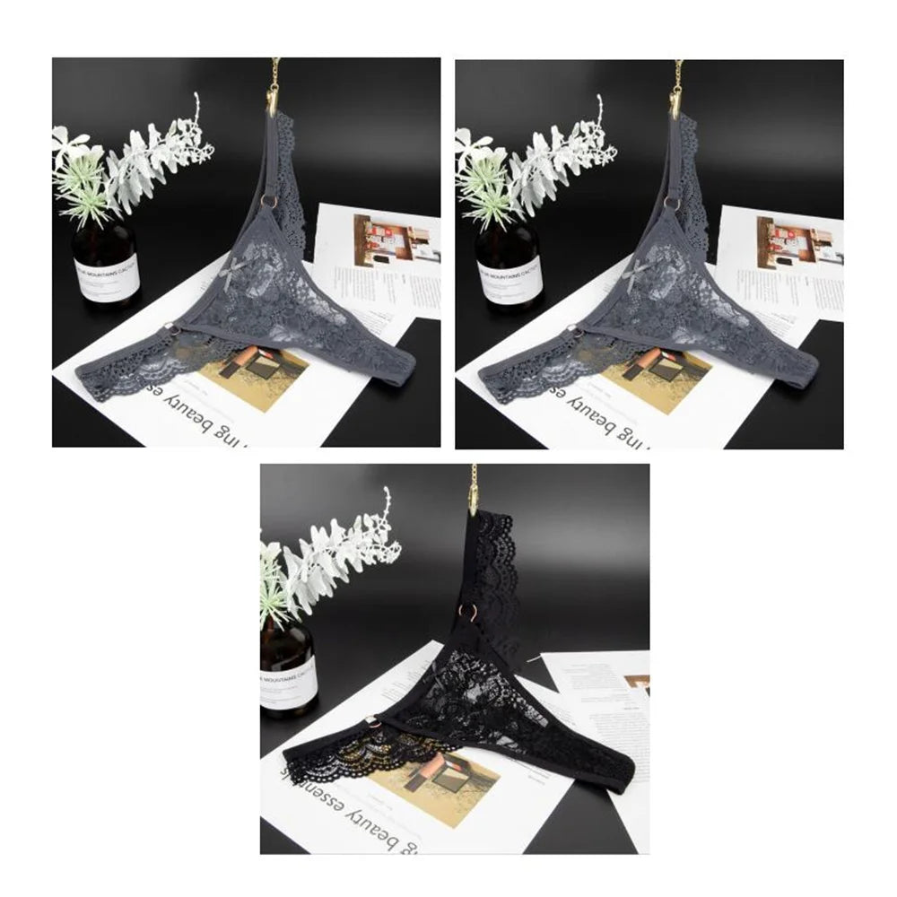3 PCS/Set Women Micro G String Panties Sexy Lace Thong Low Rise Perspective Underwear Female Transparent Soft Lingerie
