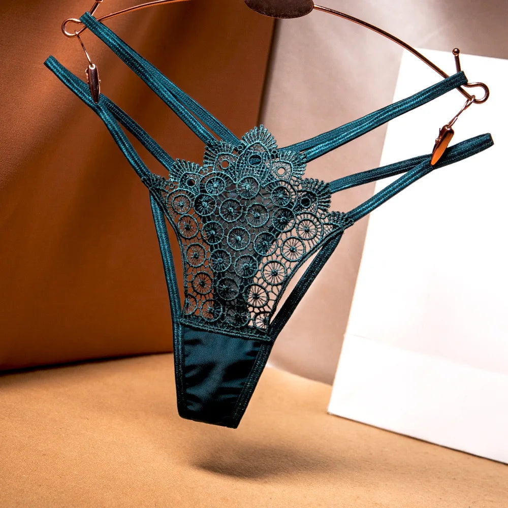 ﻿ ﻿ Women's Lace Underwear Thin Drawstring Cross Hollow Sexy High Elastic Mid-Waist Sexy Panties  Women Underwear Thongs Lace Bi