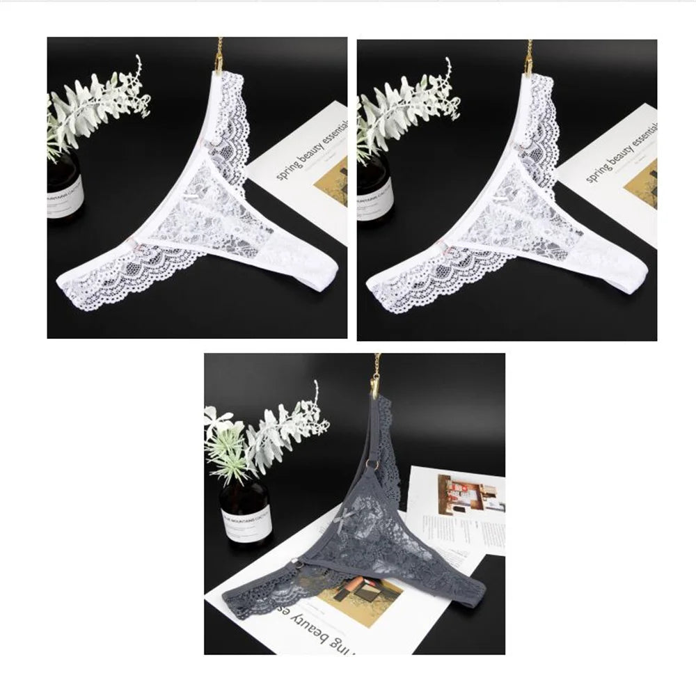 3 PCS/Set Women Micro G String Panties Sexy Lace Thong Low Rise Perspective Underwear Female Transparent Soft Lingerie