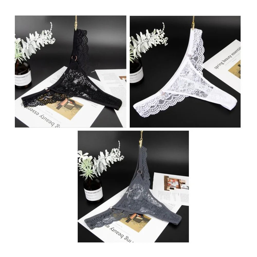 3 PCS/Set Women Micro G String Panties Sexy Lace Thong Low Rise Perspective Underwear Female Transparent Soft Lingerie
