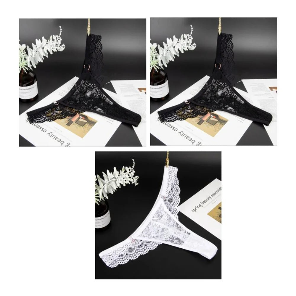 3 PCS/Set Women Micro G String Panties Sexy Lace Thong Low Rise Perspective Underwear Female Transparent Soft Lingerie